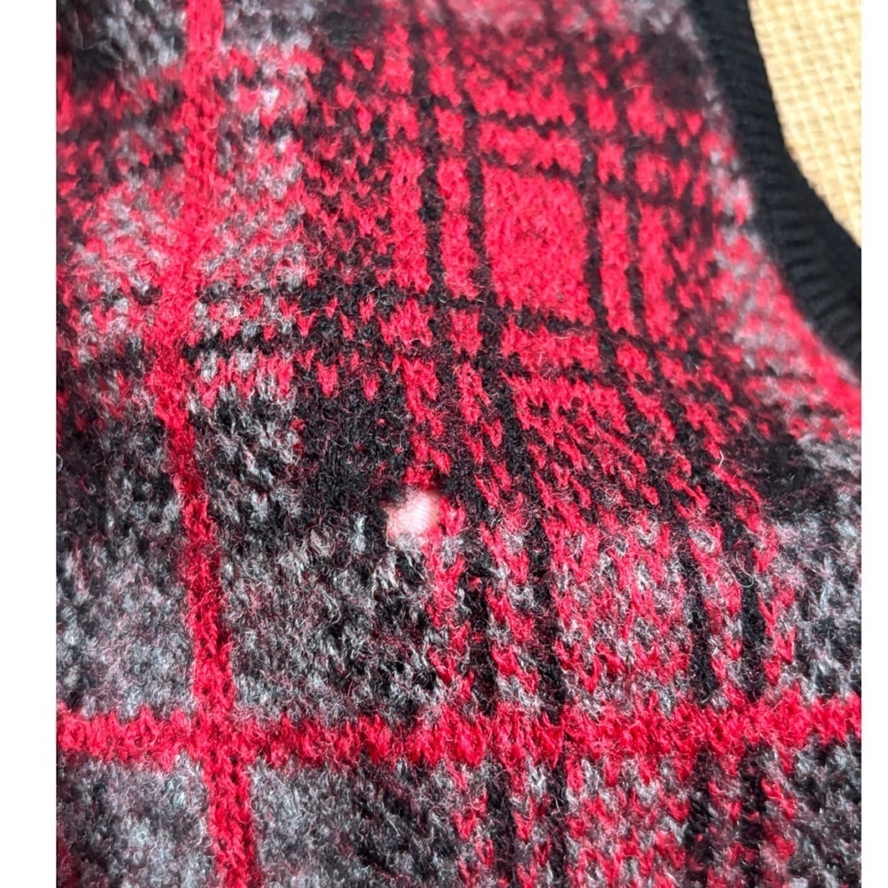 Vintage Scottie Dog Plaid Zip Up Wool Vest PS Cottage Core Twee DAMAGED READ - Picture 5 of 7
